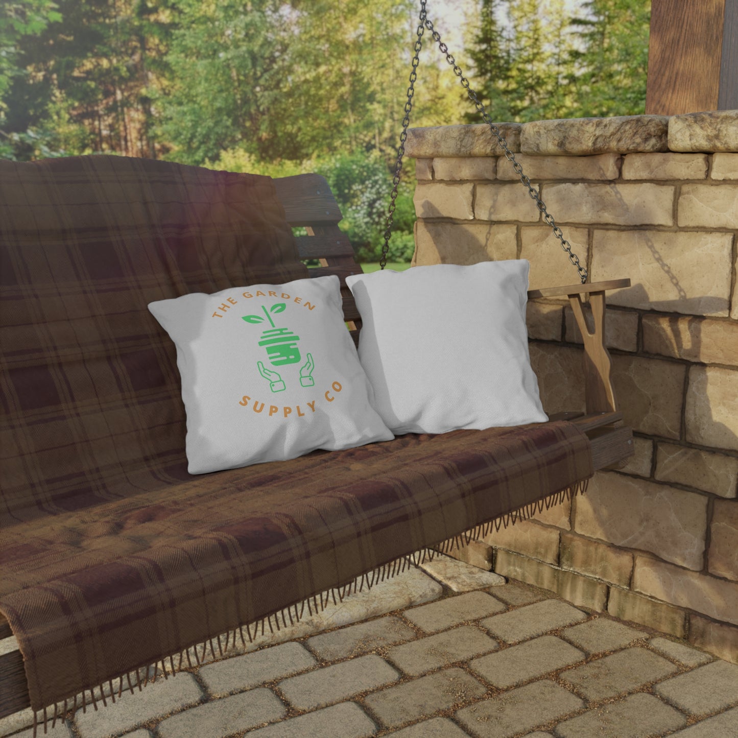 Garden Supply Co. Outdoor Pillow — Plant Logo Decorative Throw Cushion