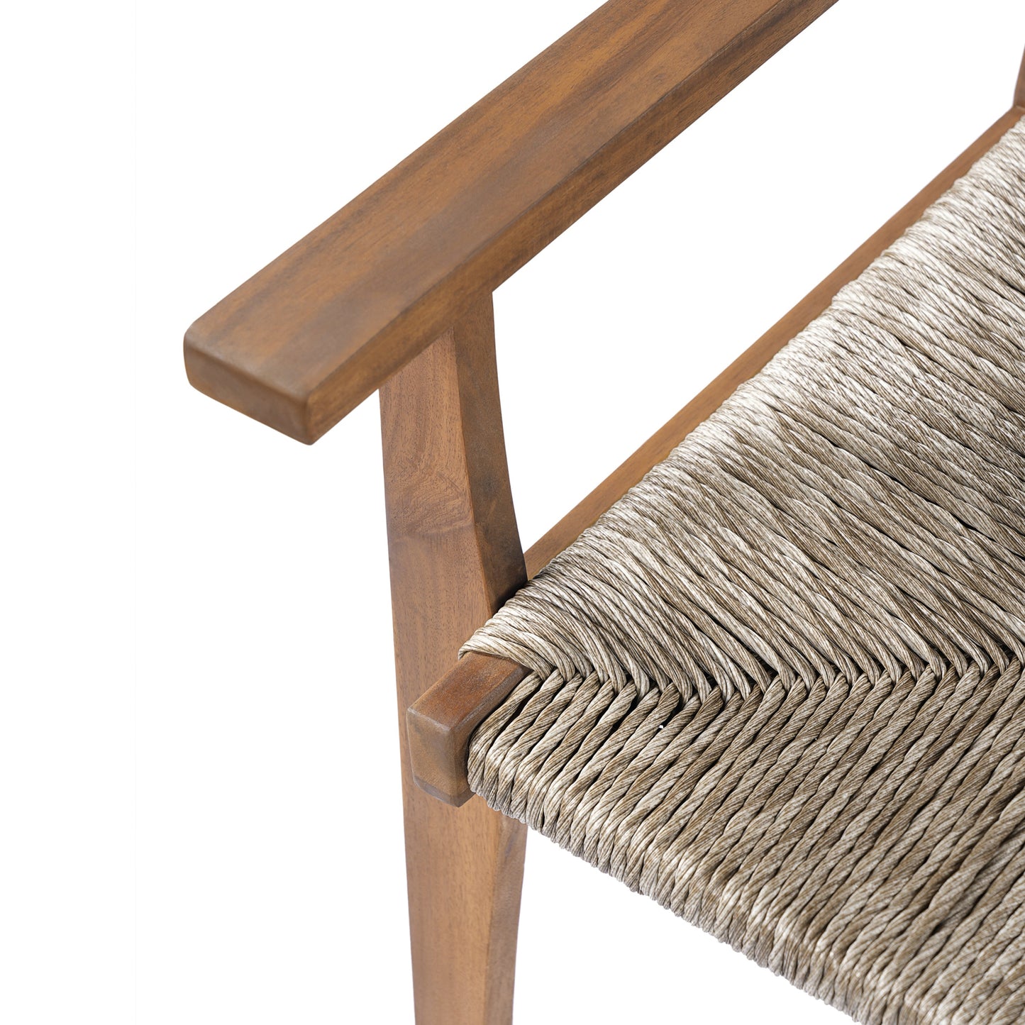 Outdoor Dining Chairs Set of 2 Acacia Wood Wicker