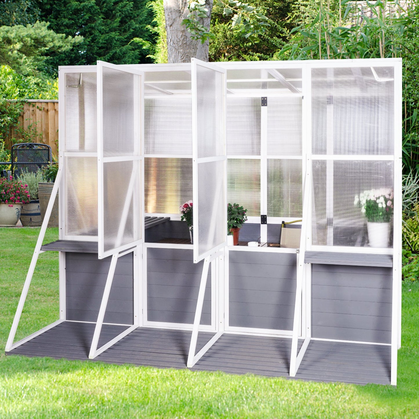 Wooden Lean To Greenhouse Heavy Duty Walk In Outdoor