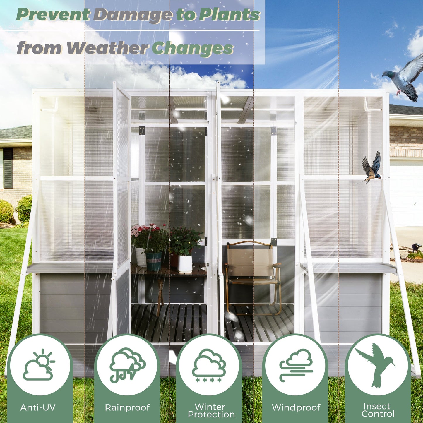 Wooden Lean To Greenhouse Heavy Duty Walk In Outdoor
