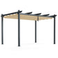10 x 13 Feet Outdoor Aluminum Retractable Pergola Canopy Shelter-Beige