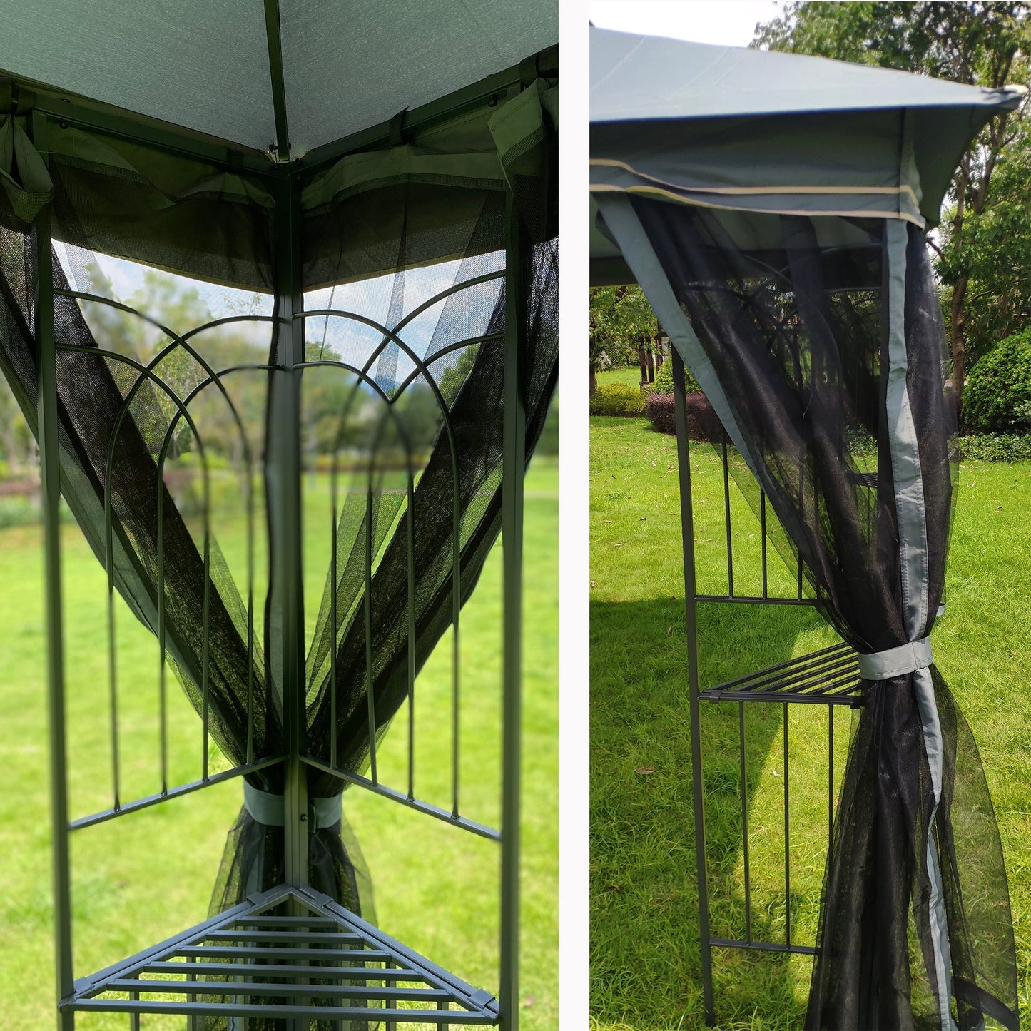 13x10 Outdoor Patio Gazebo Tent with Double Roof and Net