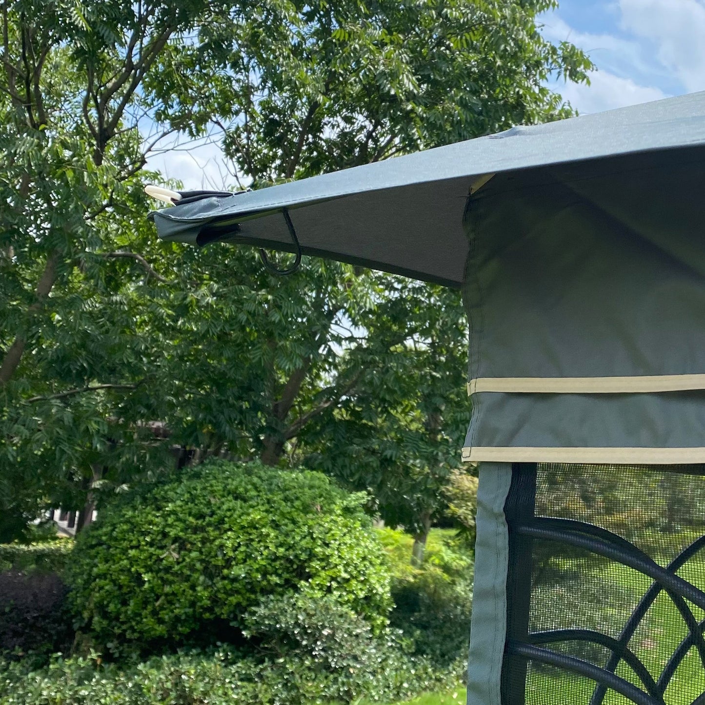 13x10 Outdoor Patio Gazebo Tent with Double Roof and Net