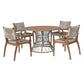 Outdoor Dining Chairs Set of 2 Acacia Wood Wicker