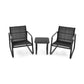 3 Pieces Patio Bistro Furniture Set with Glass Top Table Garden Deck-Black
