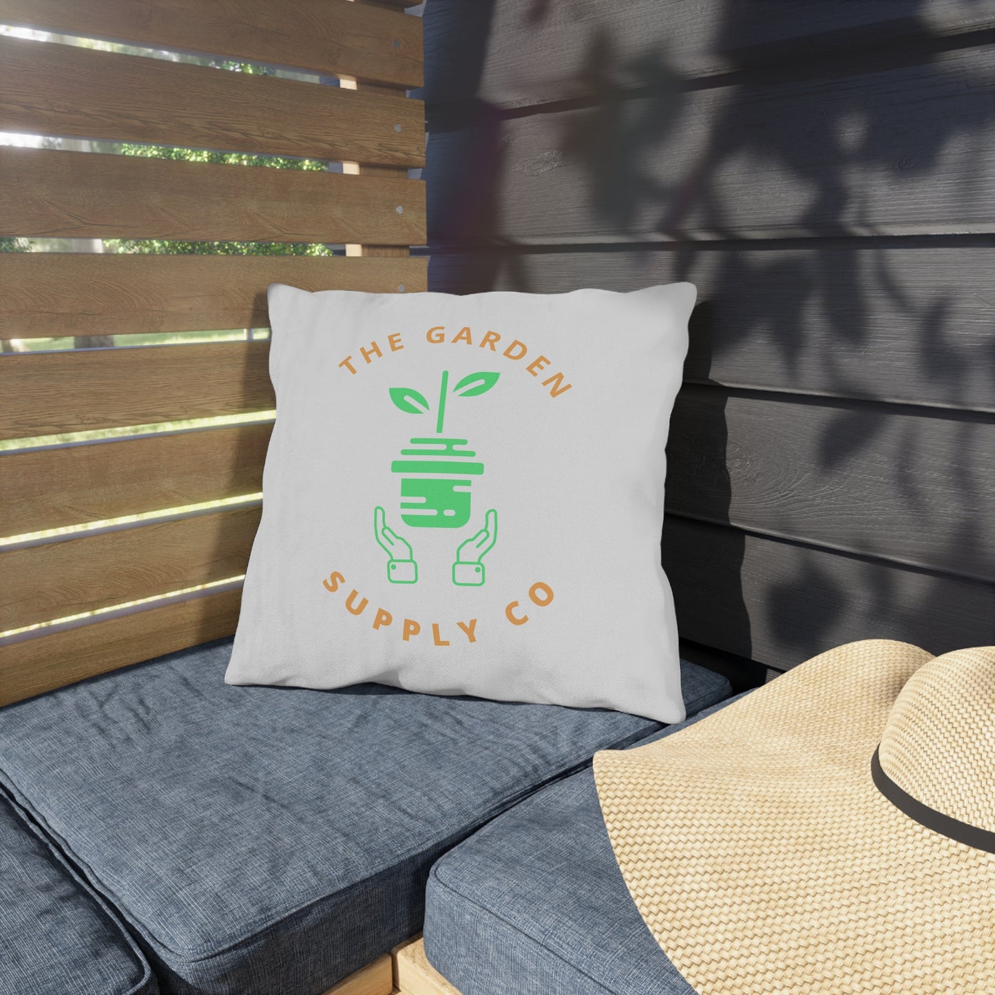 Garden Supply Co. Outdoor Pillow — Plant Logo Decorative Throw Cushion