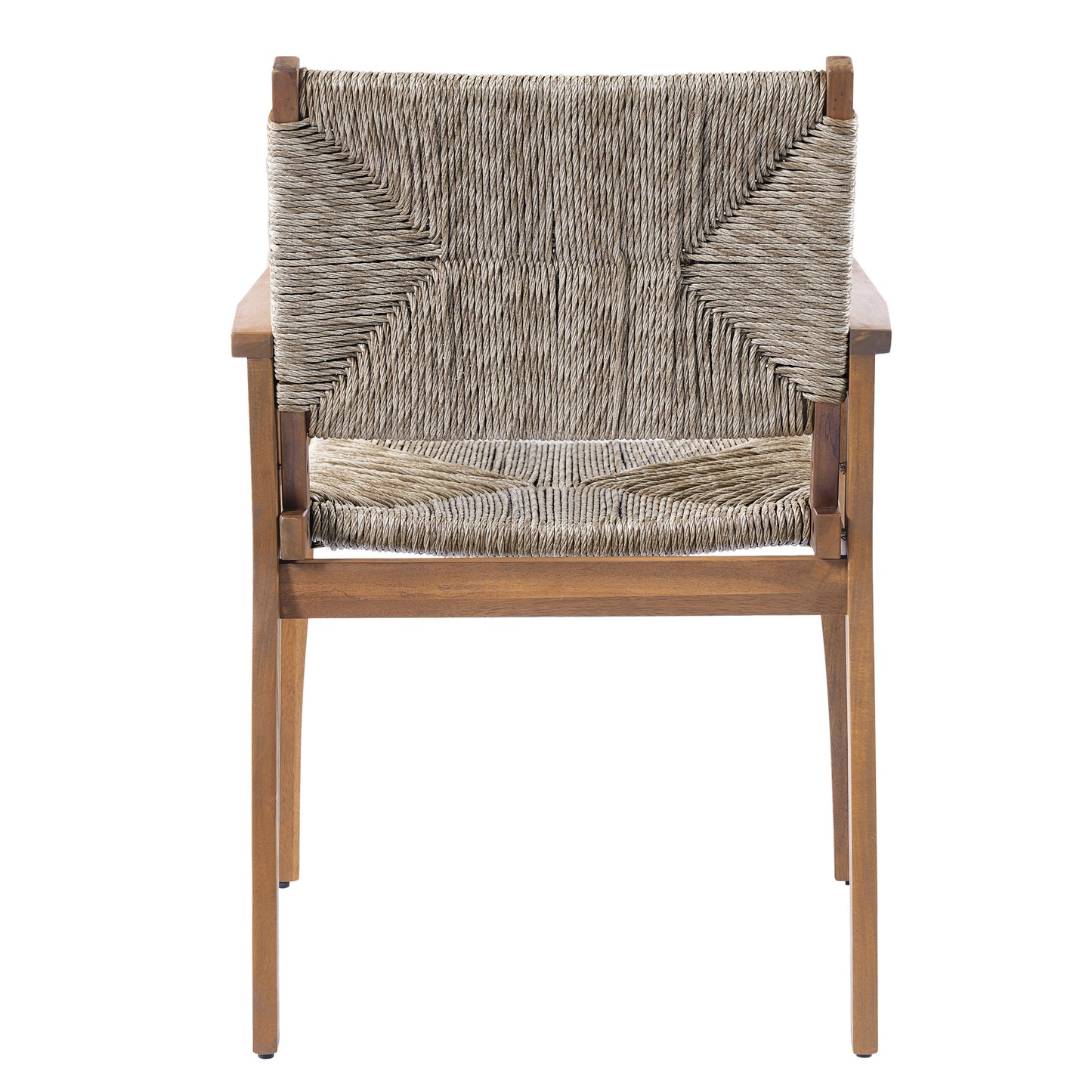 Outdoor Dining Chairs Set of 2 Acacia Wood Wicker