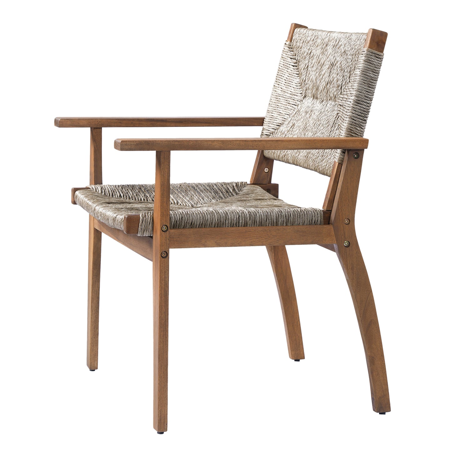 Outdoor Dining Chairs Set of 2 Acacia Wood Wicker