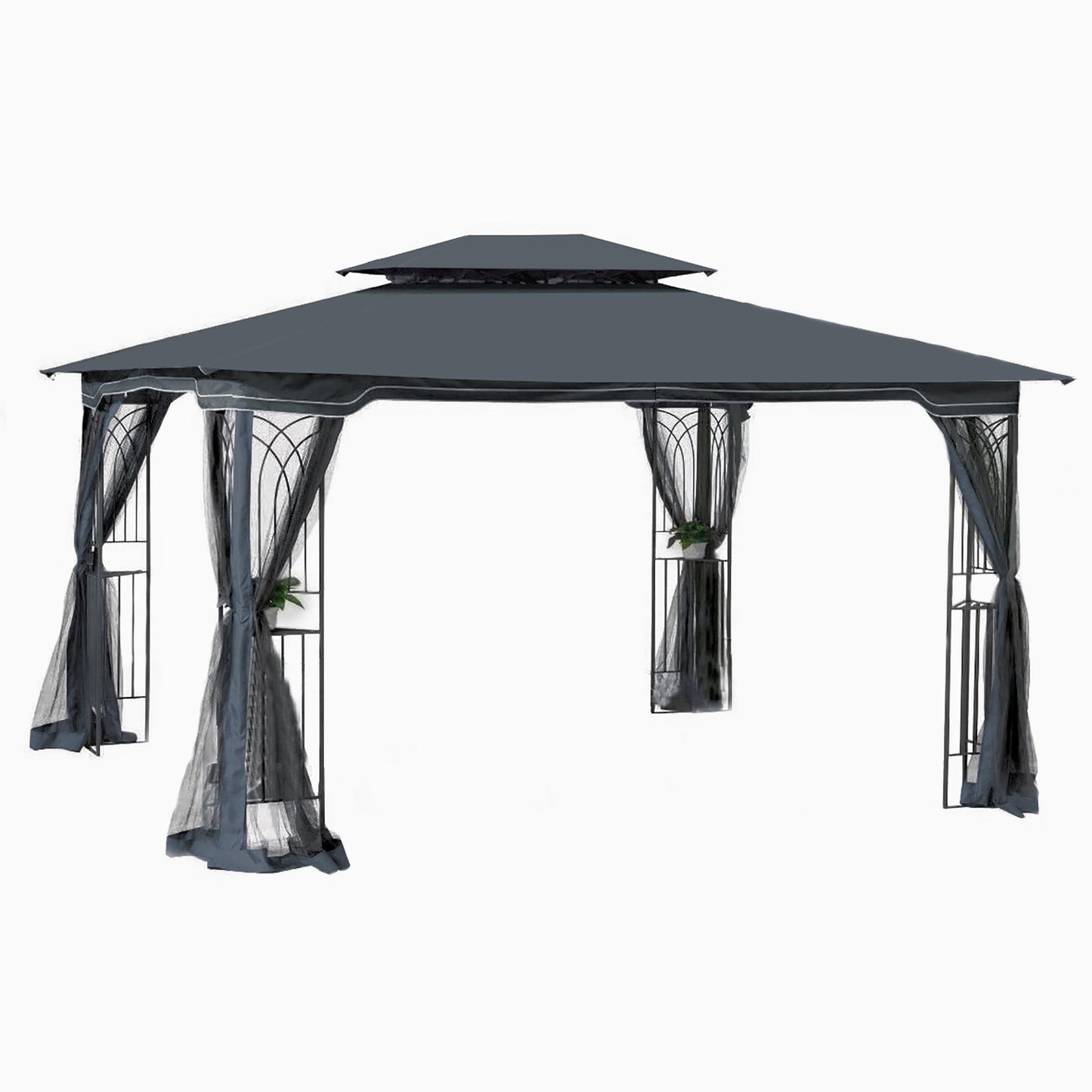 13x10 Outdoor Patio Gazebo Tent with Double Roof and Net