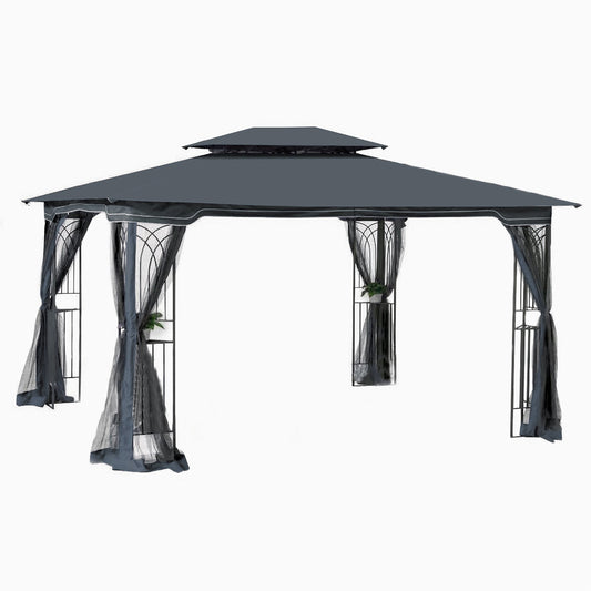 13x10 Outdoor Patio Gazebo Tent with Double Roof and Net