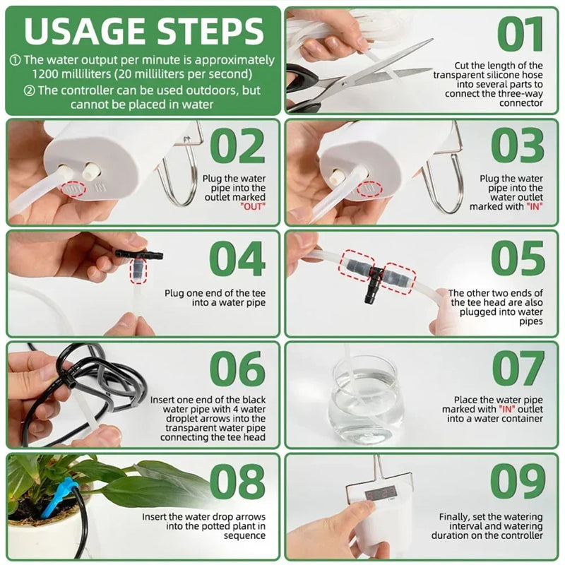 Automatic Irrigation Controller Kit with Multiple Heads and Timer