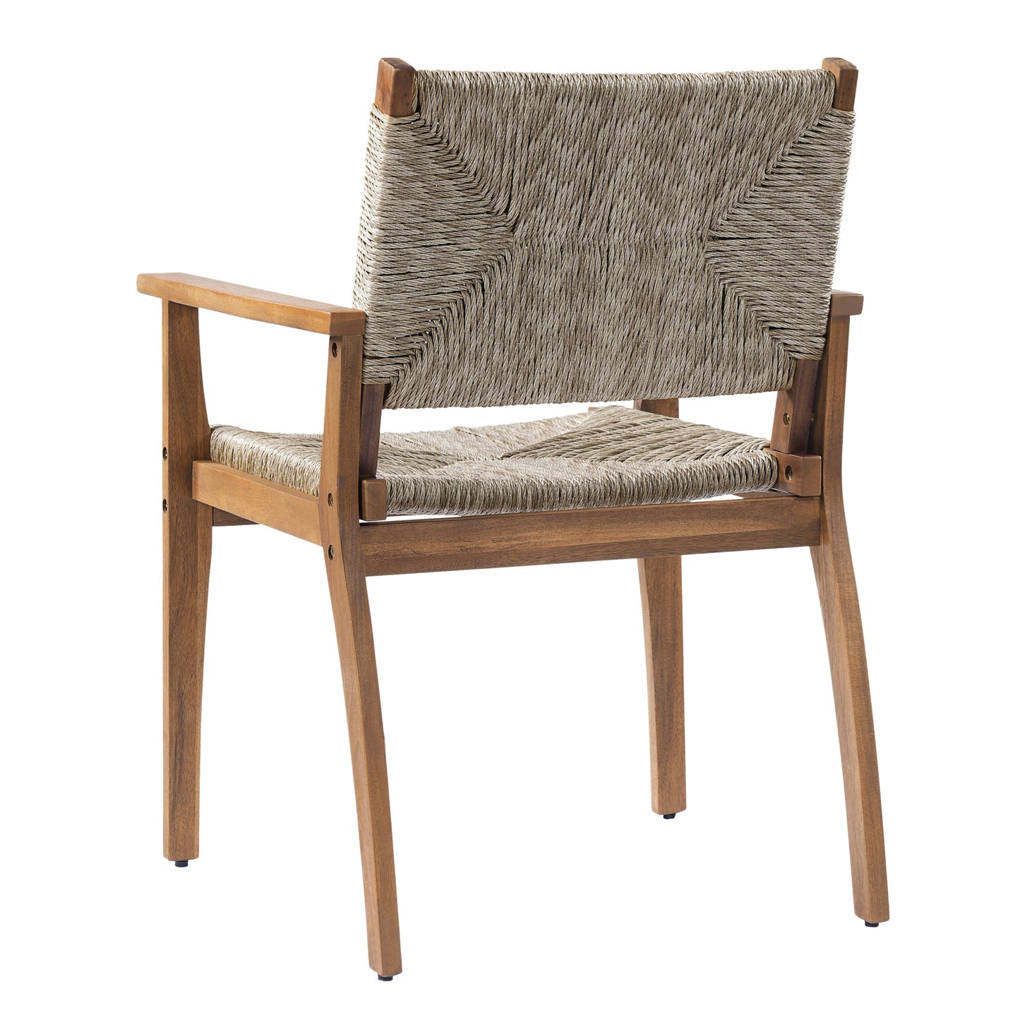 Outdoor Dining Chairs Set of 2 Acacia Wood Wicker