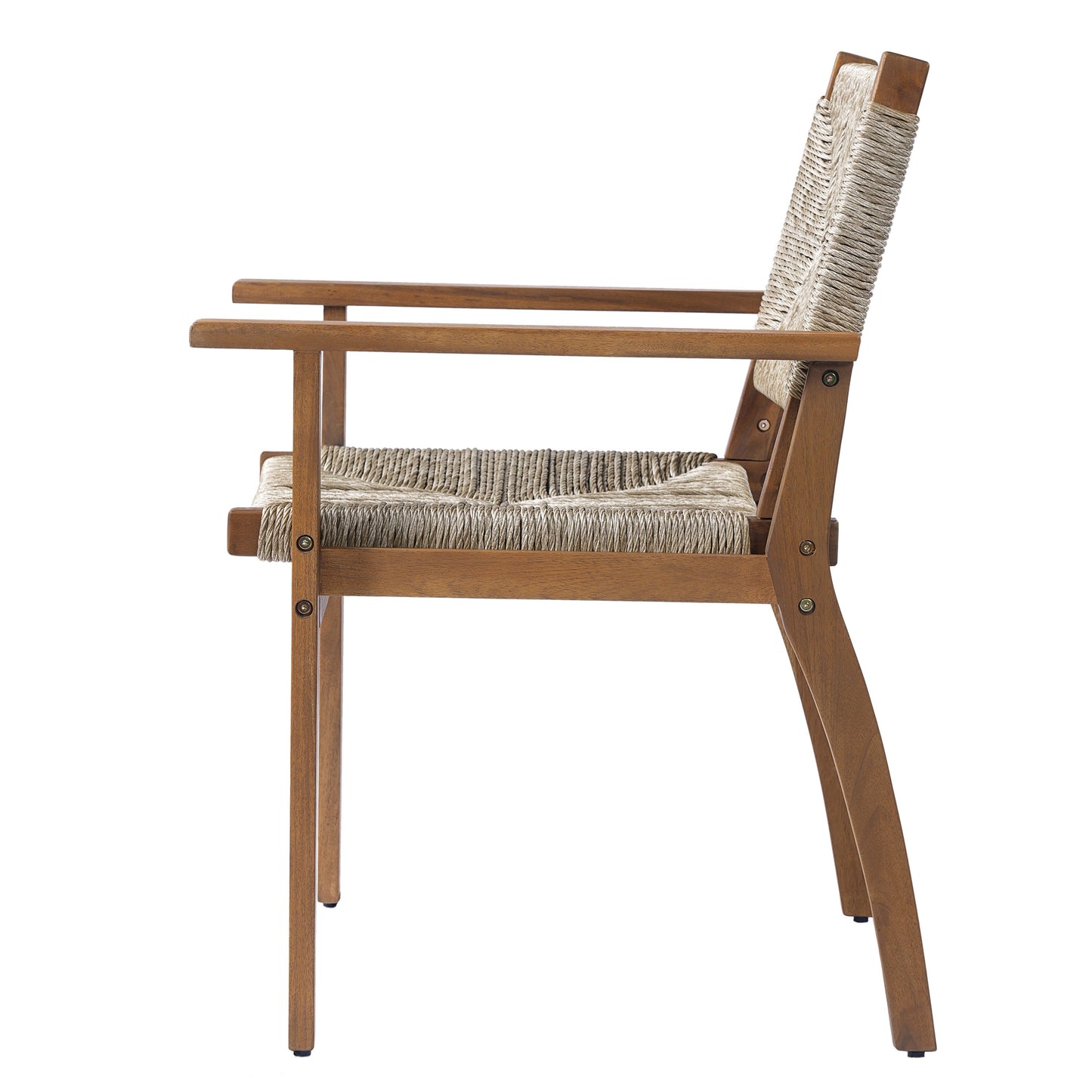 Outdoor Dining Chairs Set of 2 Acacia Wood Wicker