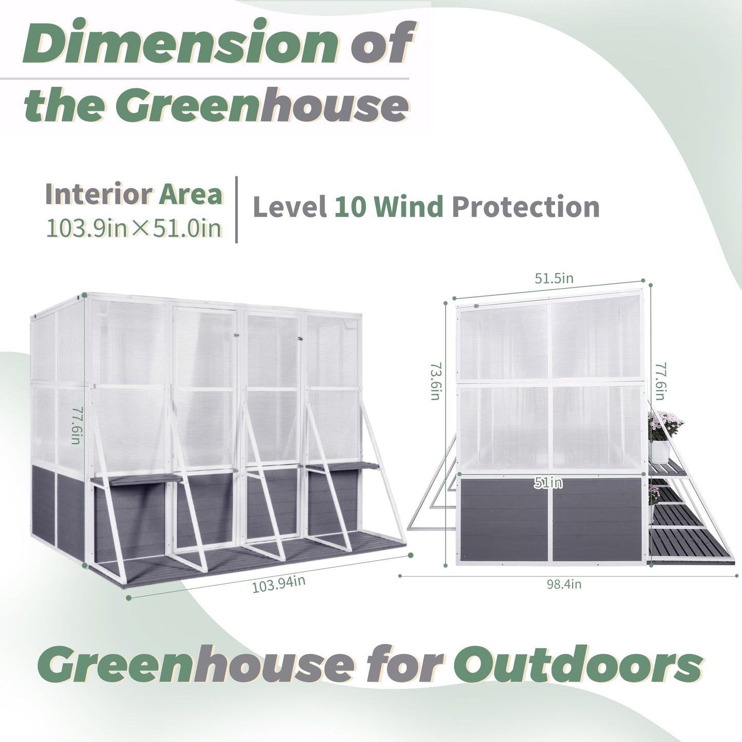 Wooden Lean To Greenhouse Heavy Duty Walk In Outdoor