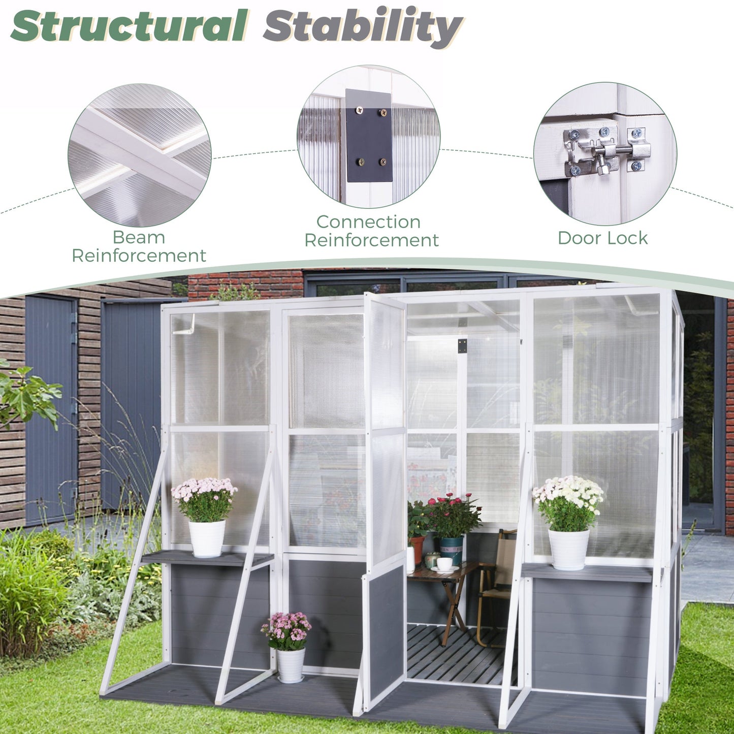 Wooden Lean To Greenhouse Heavy Duty Walk In Outdoor