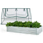 6 x 3 x 3 Feet Galvanized Raised Garden Bed with Greenhouse-Silver