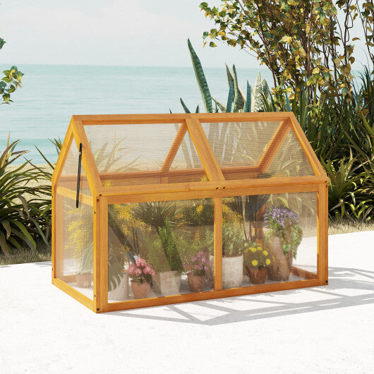 Wood Cold Frame Greenhouse Raised Planter with Adjustable Roof