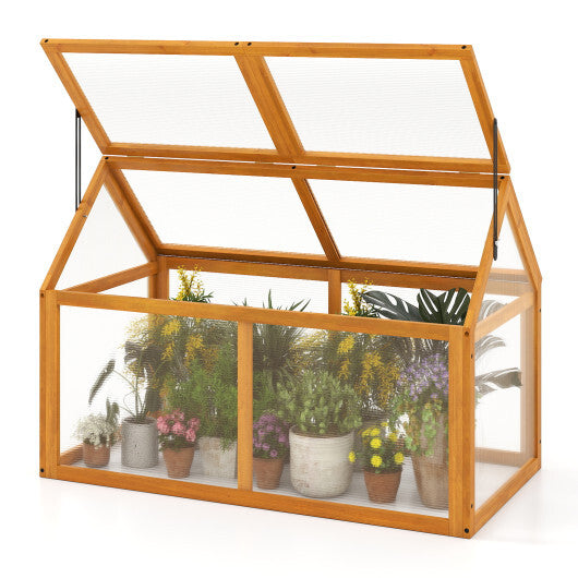Wood Cold Frame Greenhouse Raised Planter with Adjustable Roof
