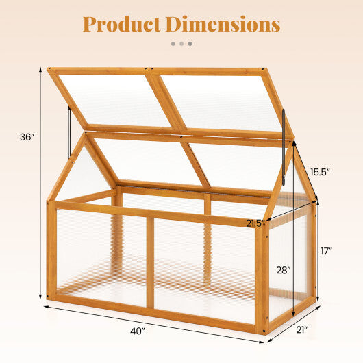 Wood Cold Frame Greenhouse Raised Planter with Adjustable Roof