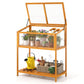 Wood Cold Frame Greenhouse with Openable Roof and Storage Shelf