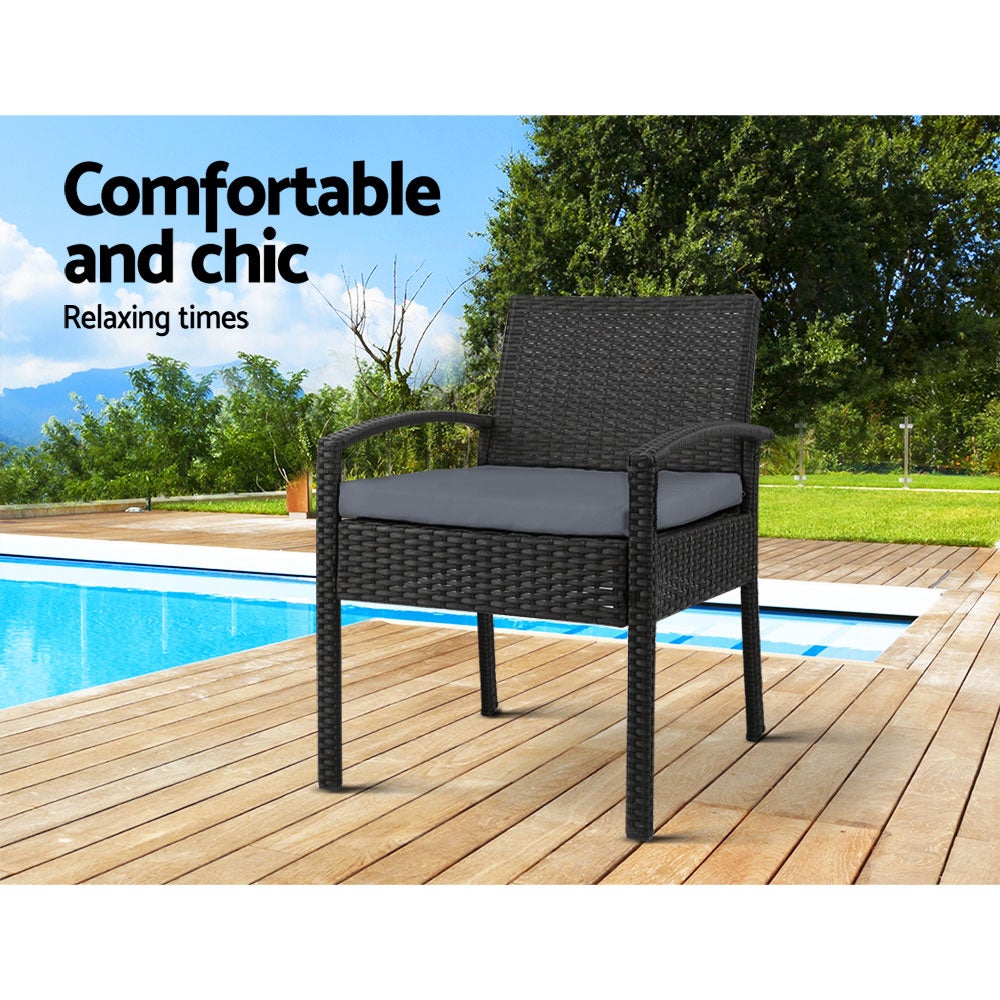 Set of 2 Outdoor Dining Chairs Wicker Chair Patio Garden Furniture