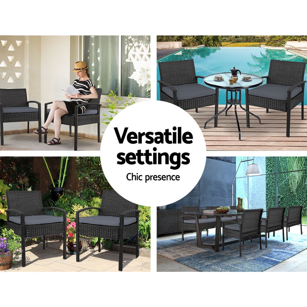 Set of 2 Outdoor Dining Chairs Wicker Chair Patio Garden Furniture