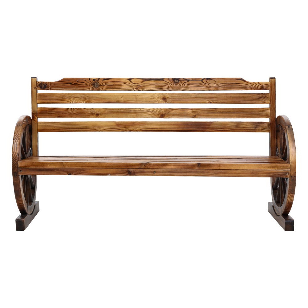 Gardeon Garden Bench Wooden Wagon Chair 3 Seat Outdoor Furniture