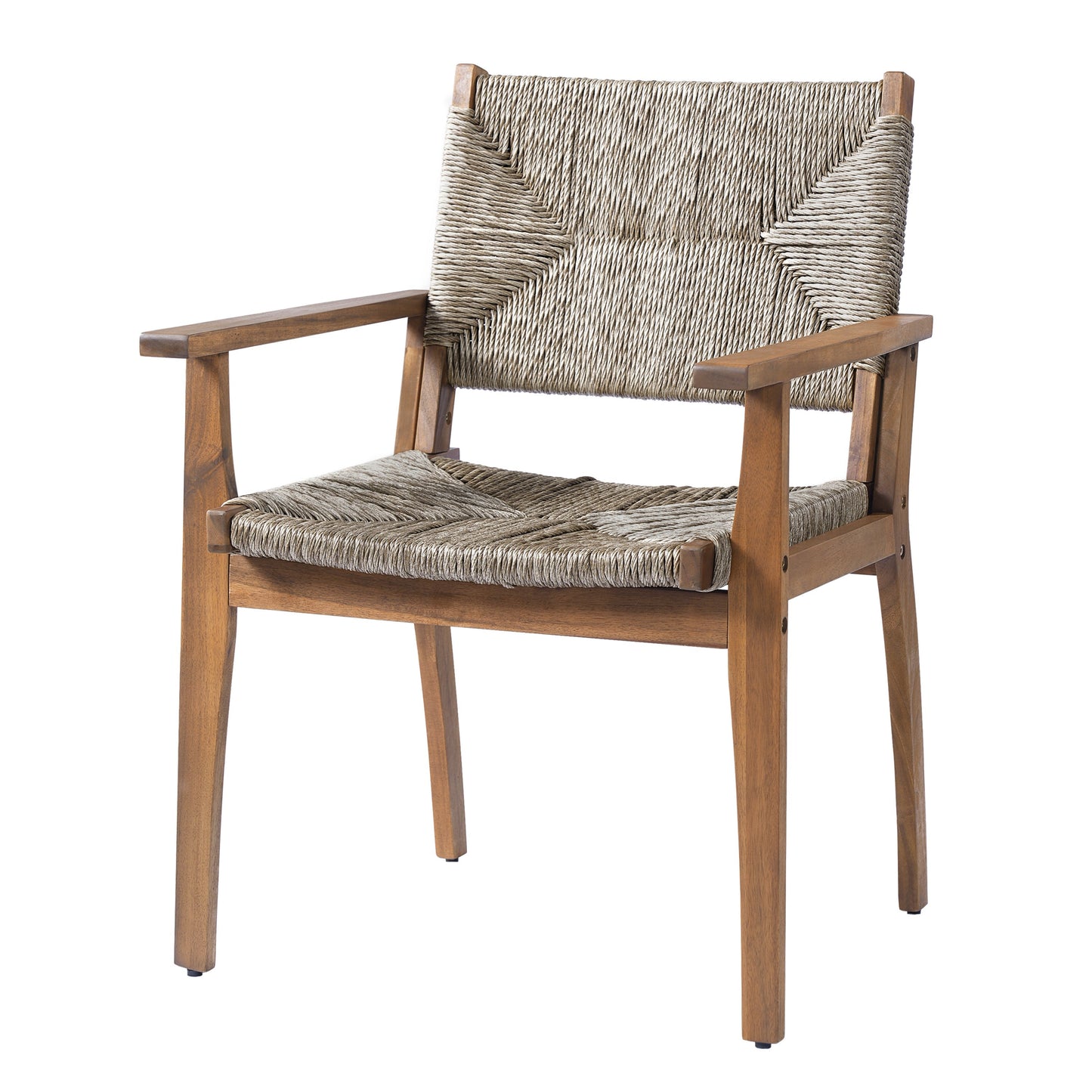 Outdoor Dining Chairs Set of 2 Acacia Wood Wicker