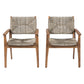 Outdoor Dining Chairs Set of 2 Acacia Wood Wicker