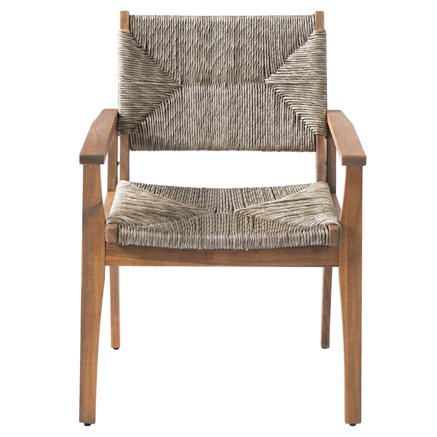 Outdoor Dining Chairs Set of 2 Acacia Wood Wicker