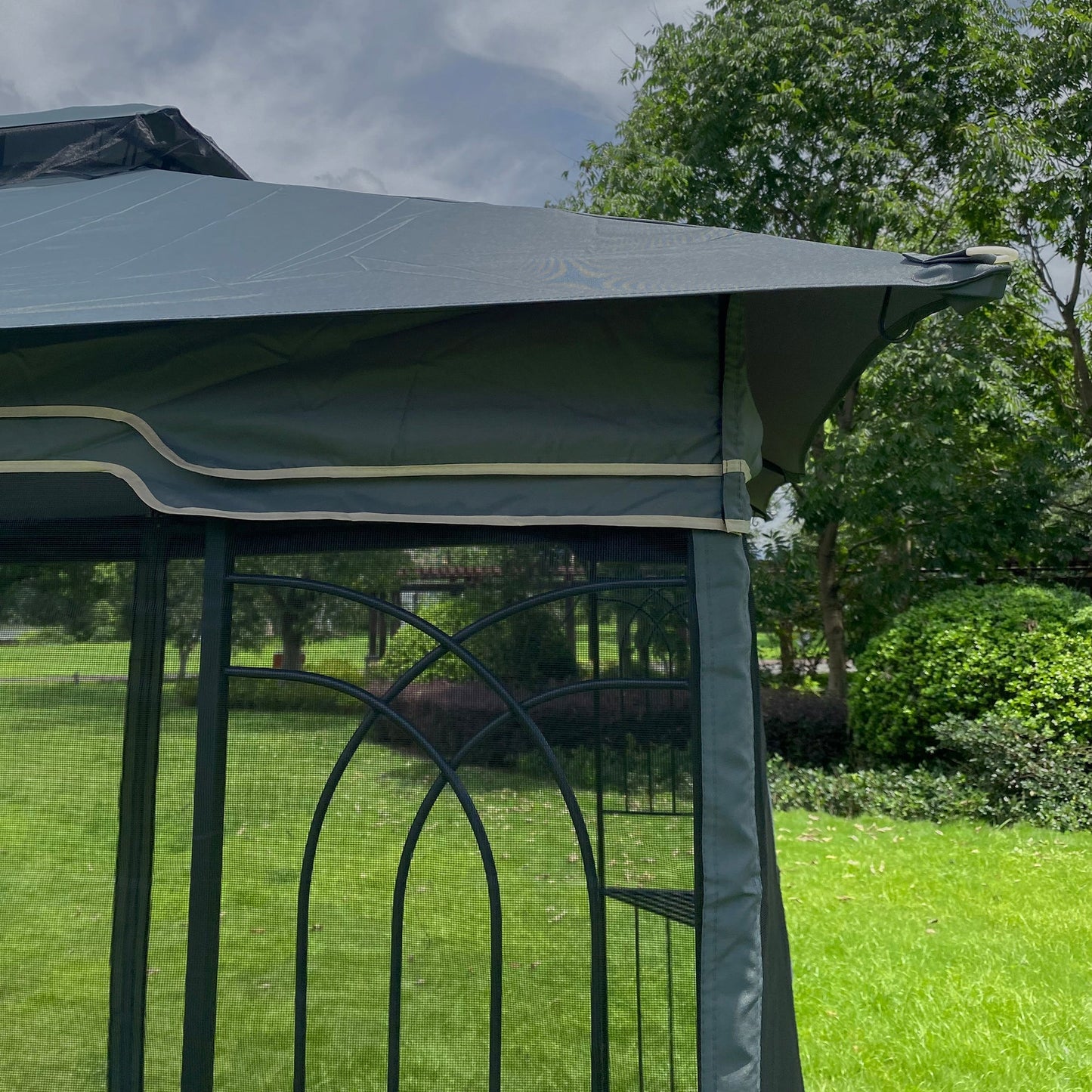 13x10 Outdoor Patio Gazebo Tent with Double Roof and Net