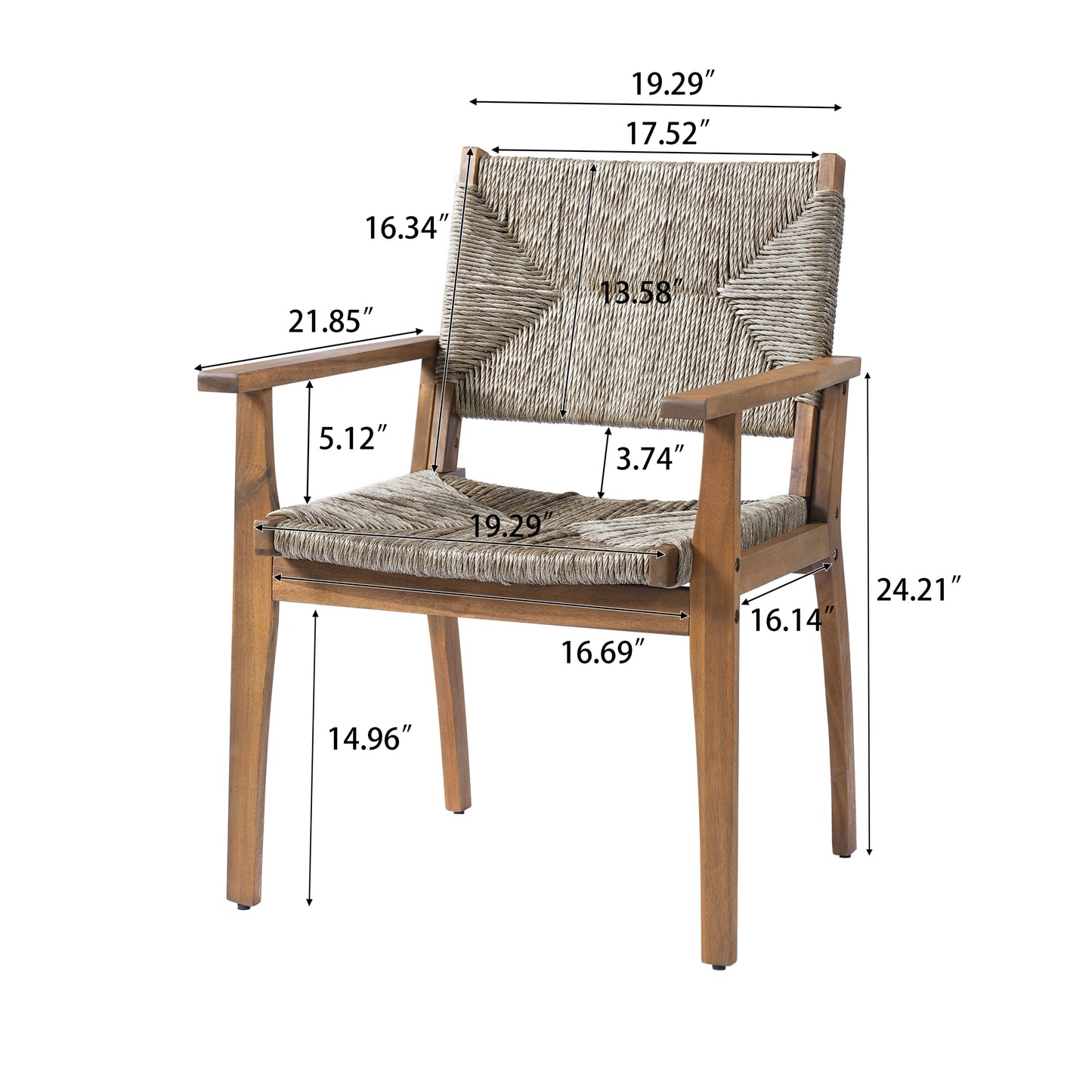 Outdoor Dining Chairs Set of 2 Acacia Wood Wicker