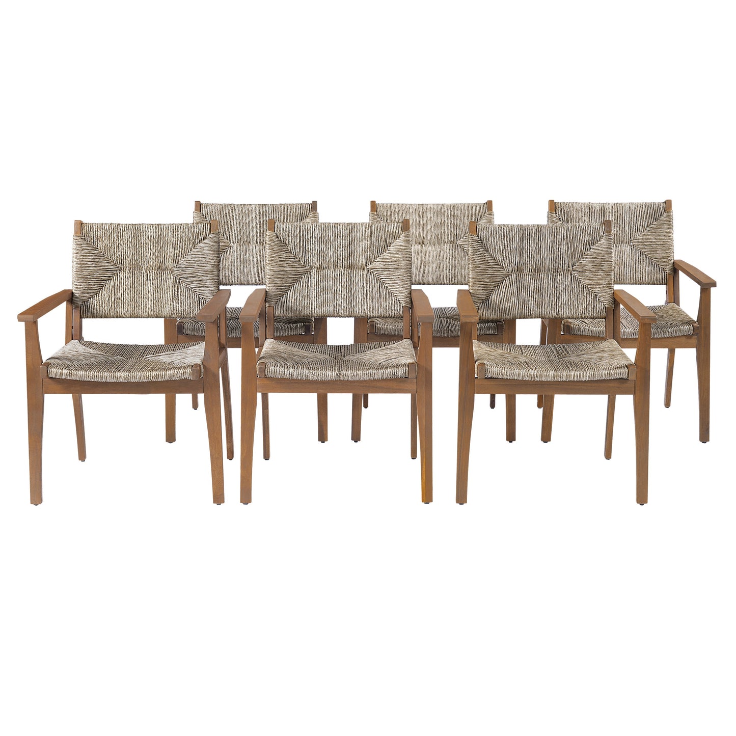 Outdoor Dining Chairs Set of 2 Acacia Wood Wicker