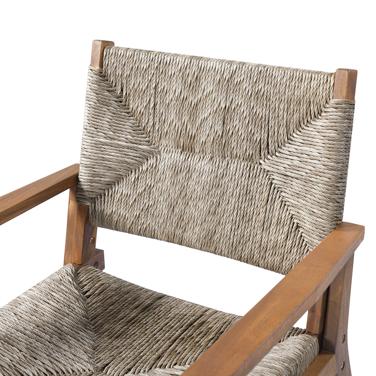 Outdoor Dining Chairs Set of 2 Acacia Wood Wicker